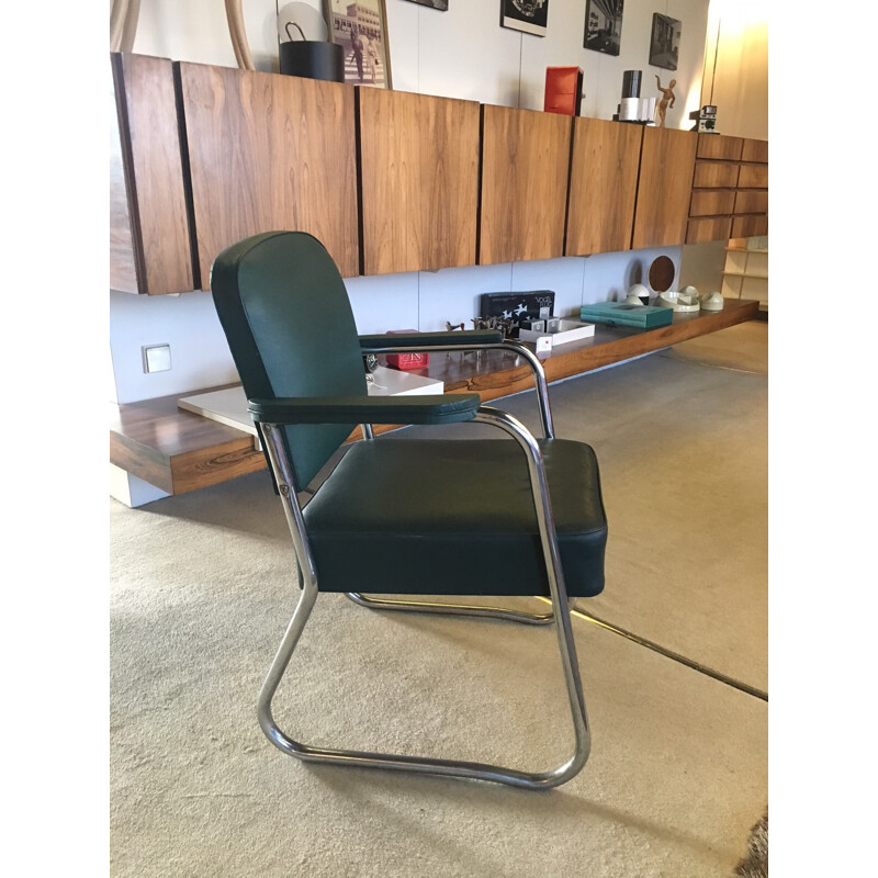 Tubular cantileverd chair in chromed metal - 1950s