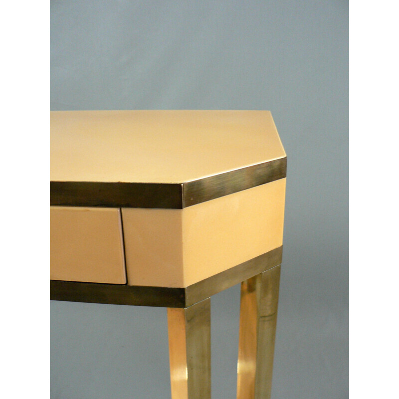 Side table in lacquered wood and brass, Jean Claude MAHEY - 1970s