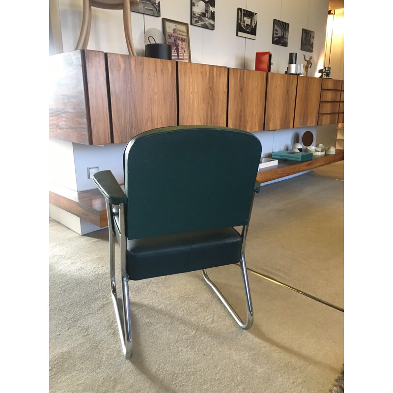 Tubular cantileverd chair in chromed metal - 1950s