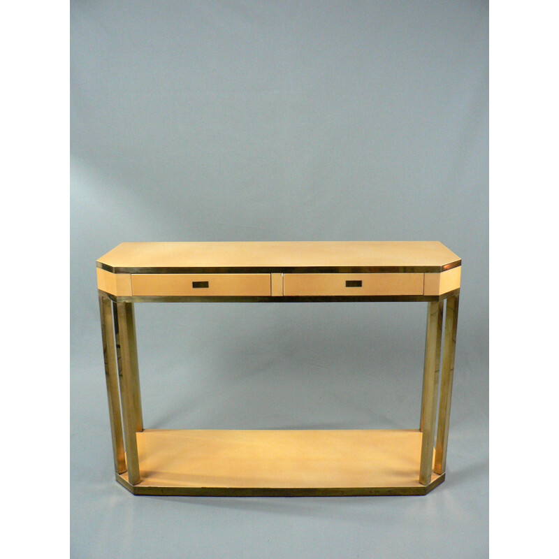 Side table in lacquered wood and brass, Jean Claude MAHEY - 1970s