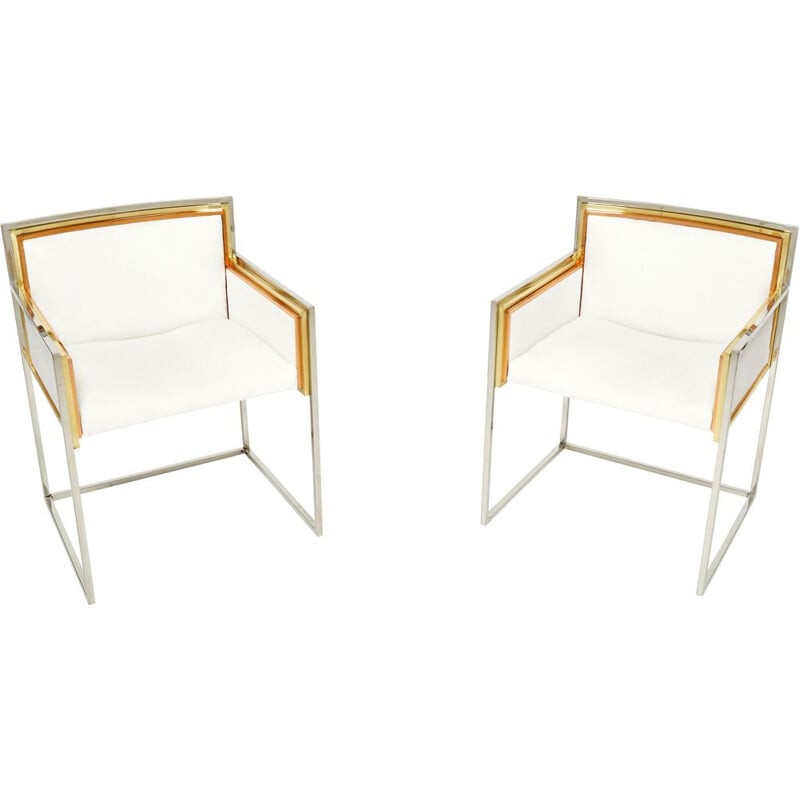 Pair of vintage brass armchairs by Alain Delon for Jansen, 1972