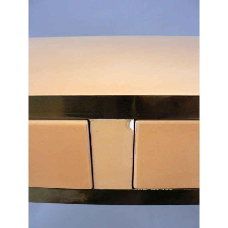 Side table in lacquered wood and brass, Jean Claude MAHEY - 1970s