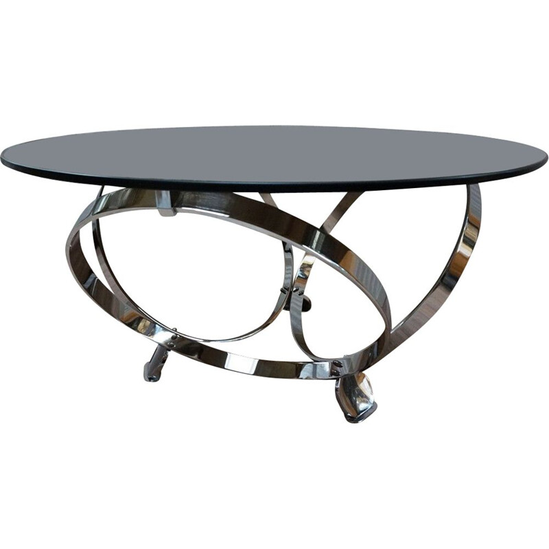Round vintage chrome ring coffee table by Knut Hesterberg, Germany 1960