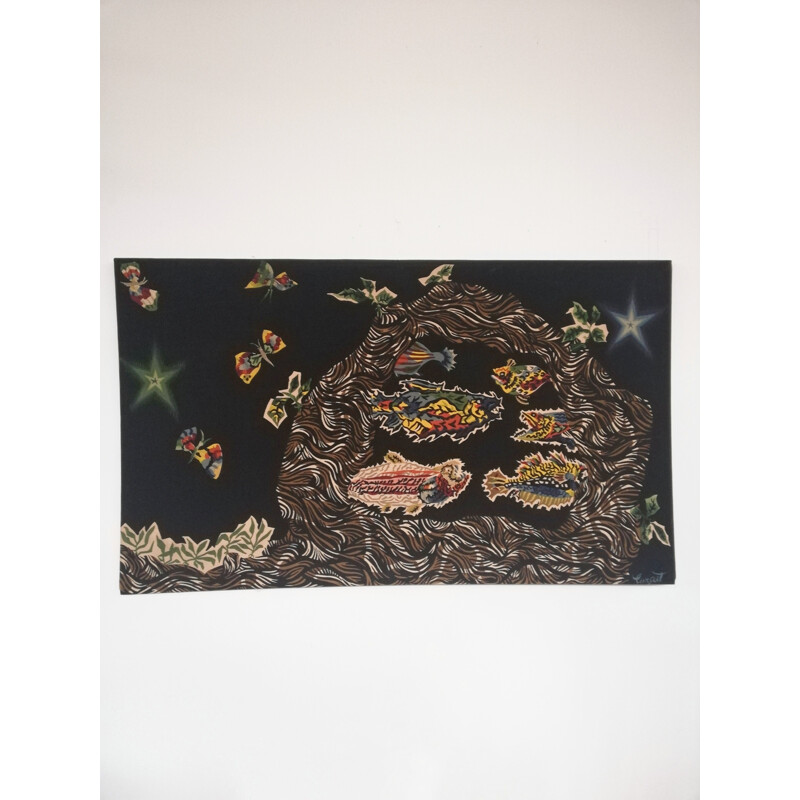 Vintage "Les Brochets" tapestry by Jean Lurcat