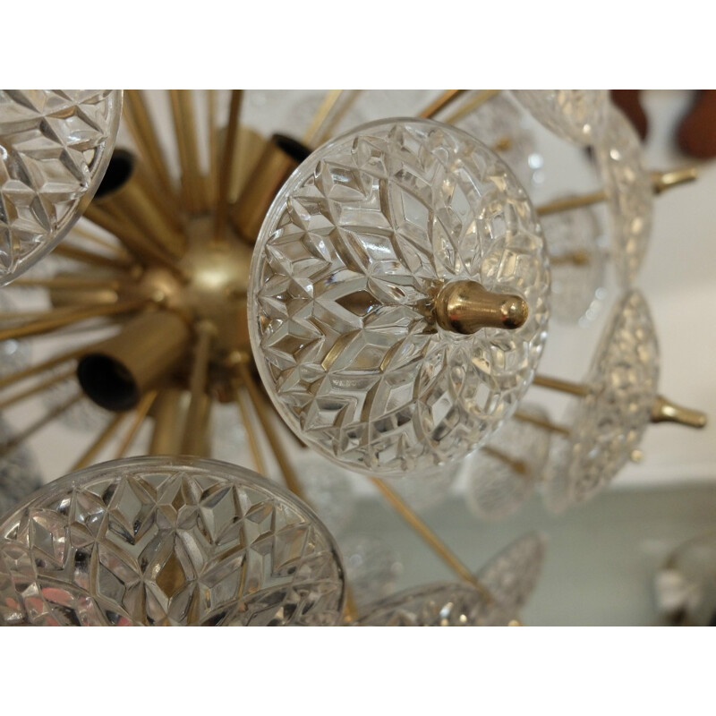 Mid-century chandelier in brass and glass, Emil STEJNAR - 1960s
