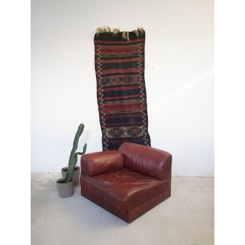 Ensemble de 5 fauteuils italiens vintage en cuir par De Sede, 1970