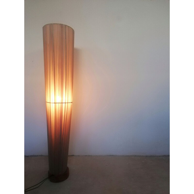 Italienische Vintage-Stehlampe aus Stoff und Holz, 1960