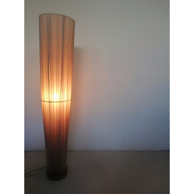 Italienische Vintage-Stehlampe aus Stoff und Holz, 1960