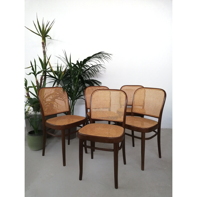 Ensemble de 5 chaises vintage par Josef Hoffman pour Thonet