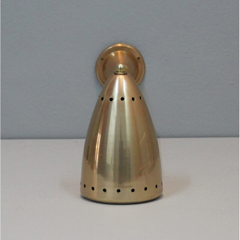 Spanish wall lamp in anodized aluminum and brass - 1950s
