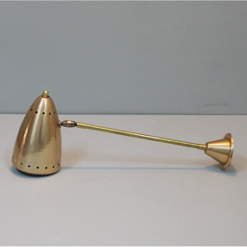 Spanish wall lamp in anodized aluminum and brass - 1950s
