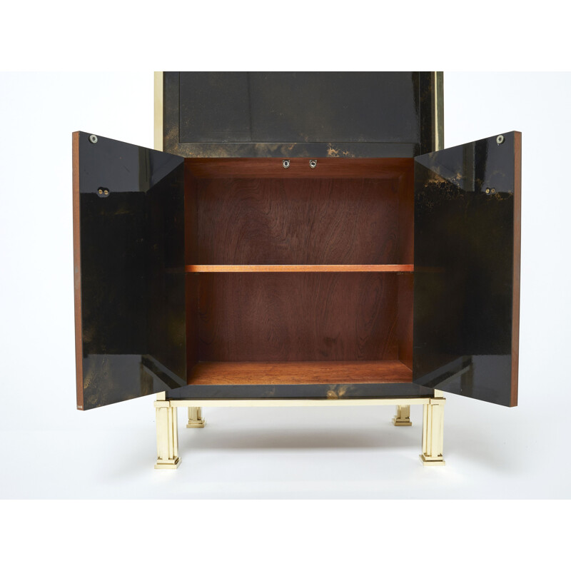 Vintage secretary in lacquer and brass by Jansen, 1970