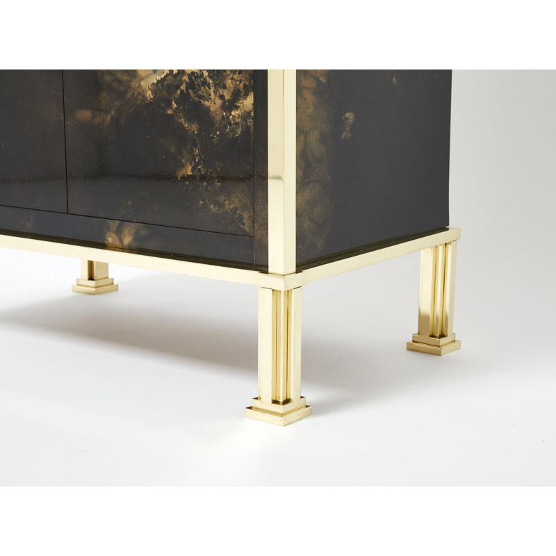 Vintage secretary in lacquer and brass by Jansen, 1970