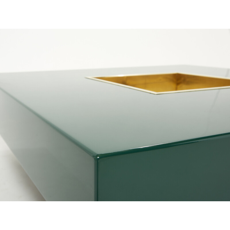 Vintage green brass coffee table by Mario Sabot, 1970