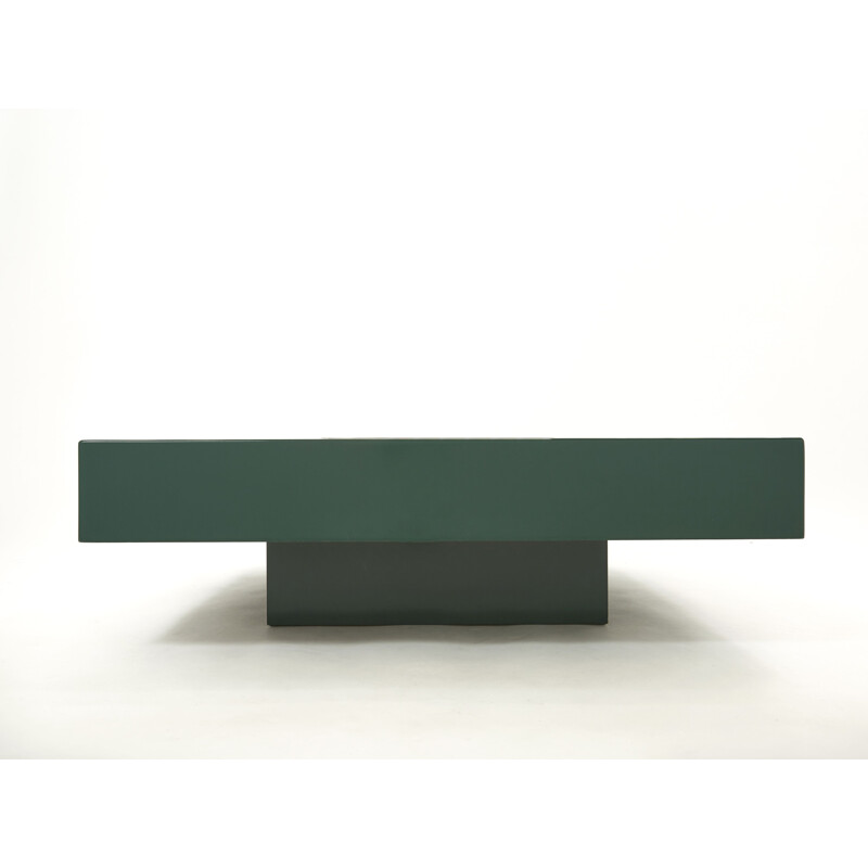 Table basse vintage verte en laiton par Mario Sabot, 1970