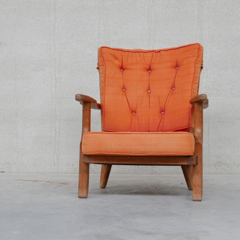 Mid-Century Repos oakwood armchair by Guillerme et Chamron, France 1950s