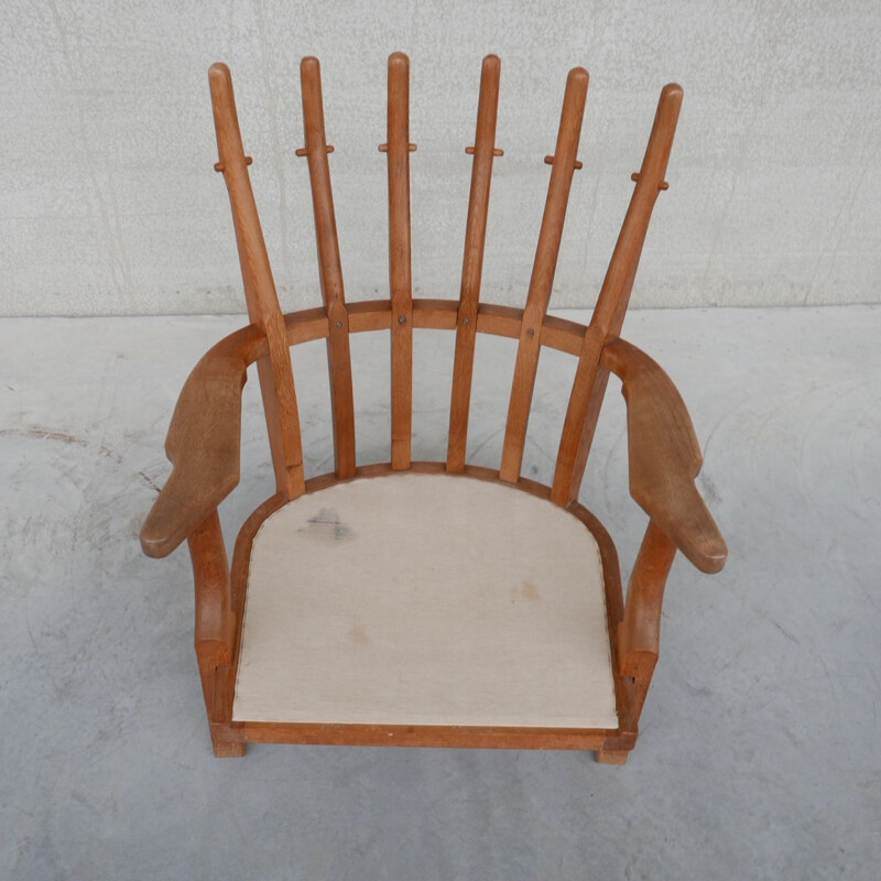 Fauteuil vintage Repos en bois de chêne de Guillerme et Chamron, France 1950