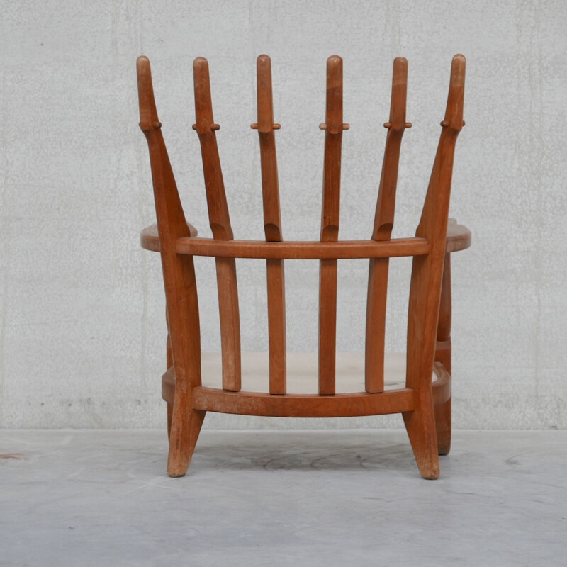 Poltrona Repos in rovere vintage di Guillerme e Chamron, Francia 1950