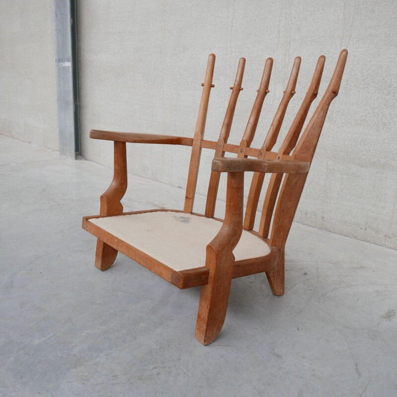 Poltrona Repos in rovere vintage di Guillerme e Chamron, Francia 1950