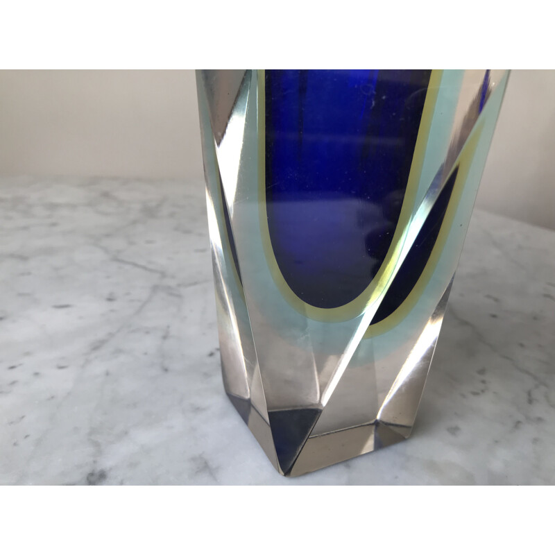 Vase vintage en verre de Murano par Flavio Poli