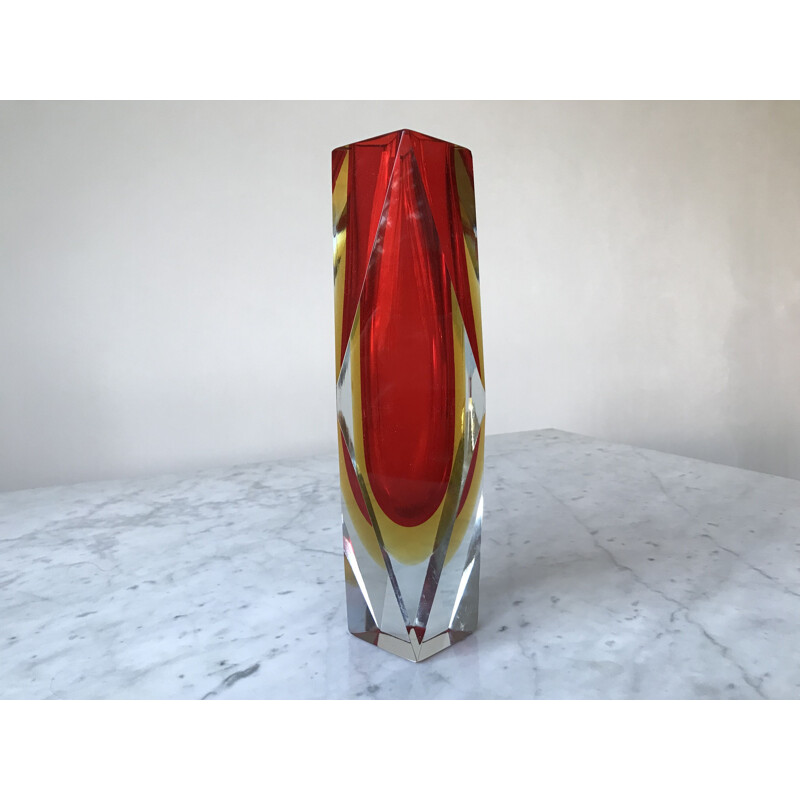Vase vintage en verre de Murano de Flavio Poli