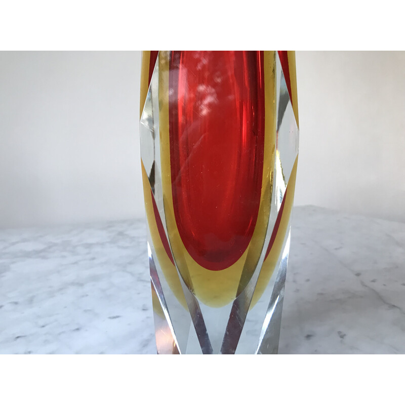Vase vintage en verre de Murano de Flavio Poli