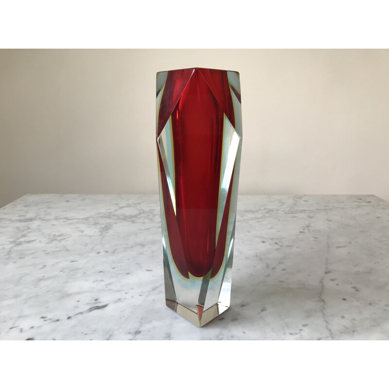 Vase vintage en verre de Murano par Flavio Poli