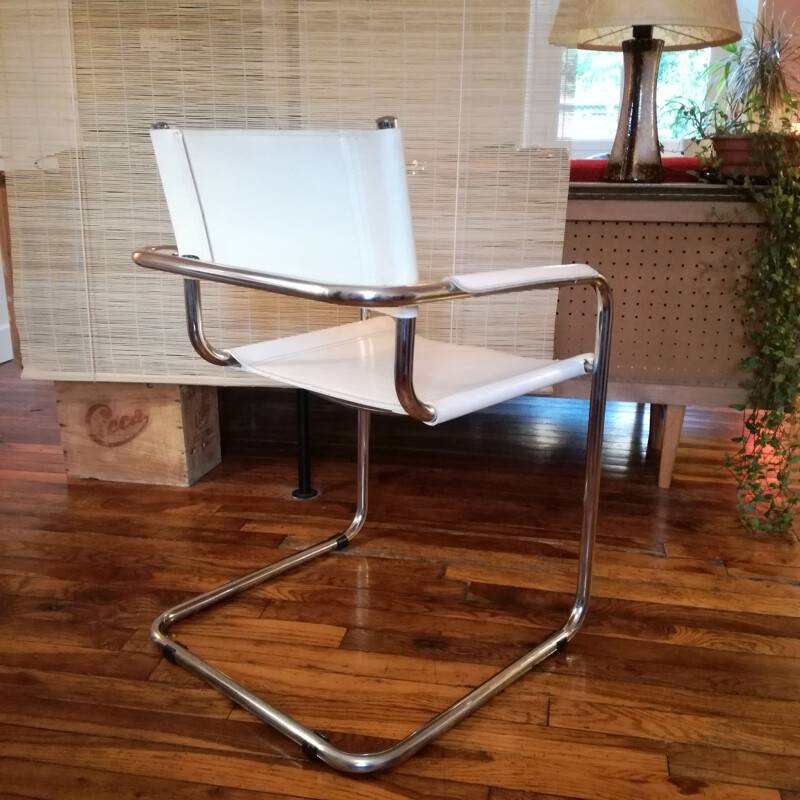 Vintage cantilever office chair in smooth leather