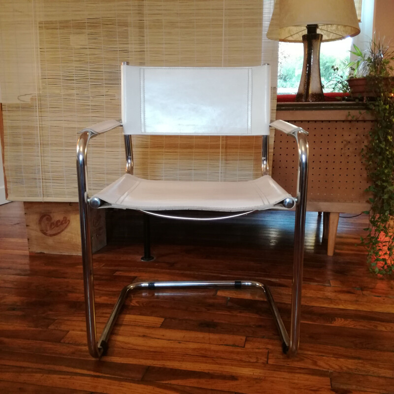 Vintage cantilever office chair in smooth leather