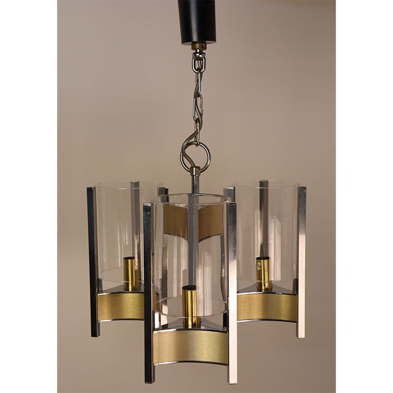 Vintage chrome-plated metal chandelier by Sciolari, 1970