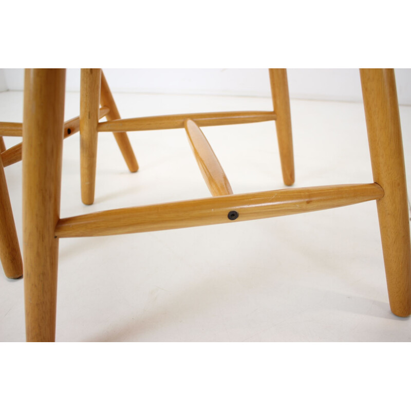 Ensemble de 4 chaises massives vintage par Luciano Ercolani pour Ercol, Italie 1970