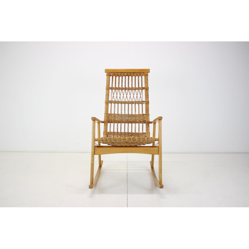 Mid-century rattan rocking chairs, Czechoslovakia 1960s