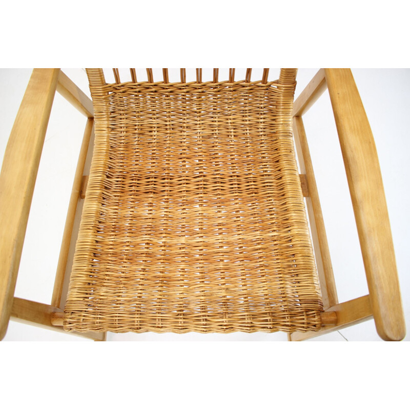 Vintage rotan schommelstoelen, Tsjechoslowakije 1960