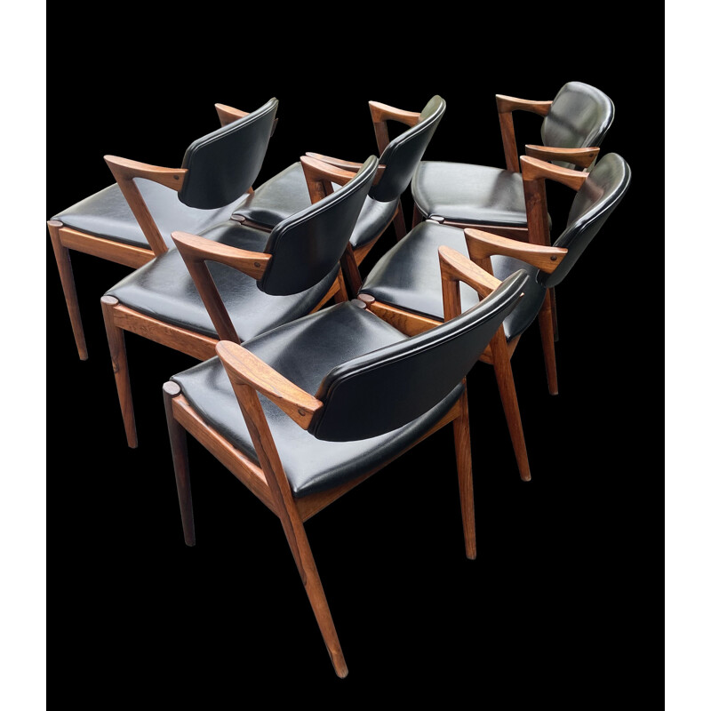 Set di 6 sedie vintage in palissandro Santos di Kai Kristiansen per Schou Andersen Møbelfabrik, 1960