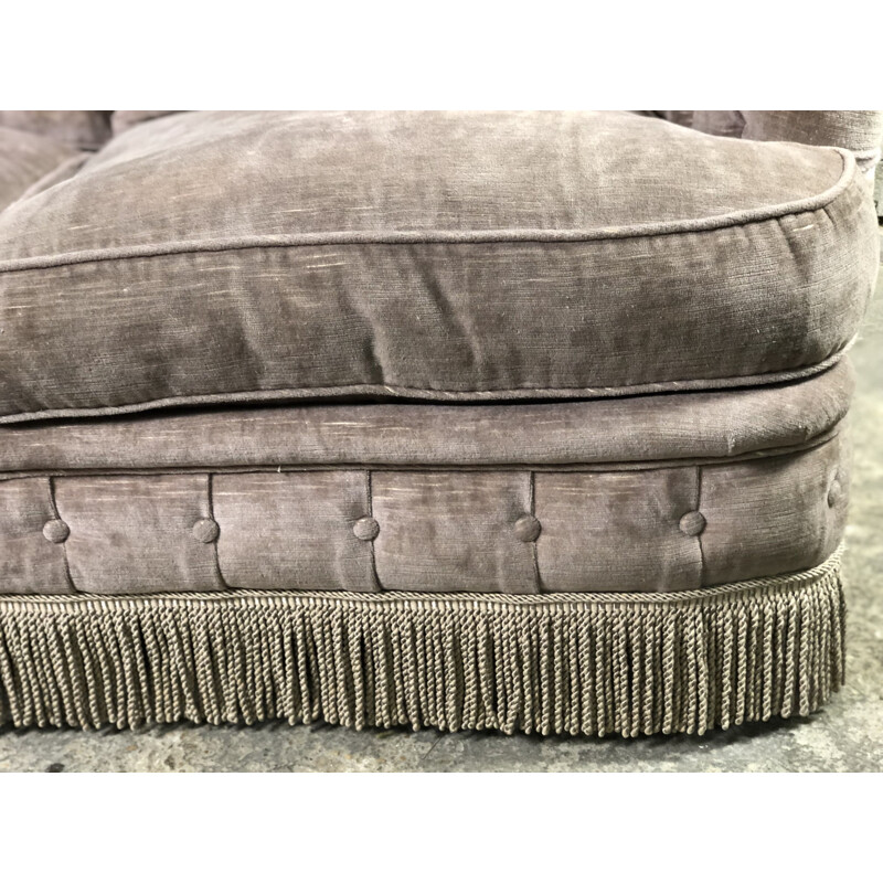 Vintage taupe velvet sofa, 1970