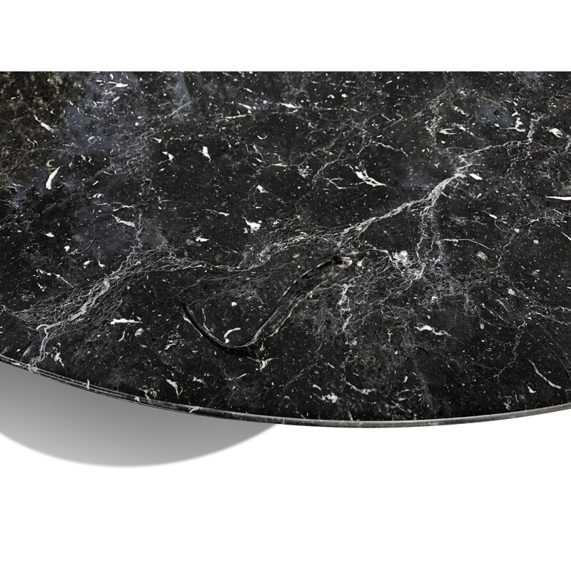 Round vintage table in black marquina marble by Eero Saarinen for Knoll International