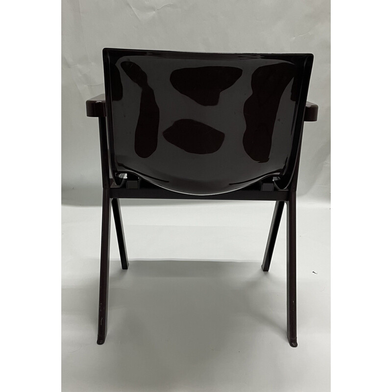 Cadeira de braços castanha vintage de Ettore Sottsass para a Síntese Olivetti, 1970