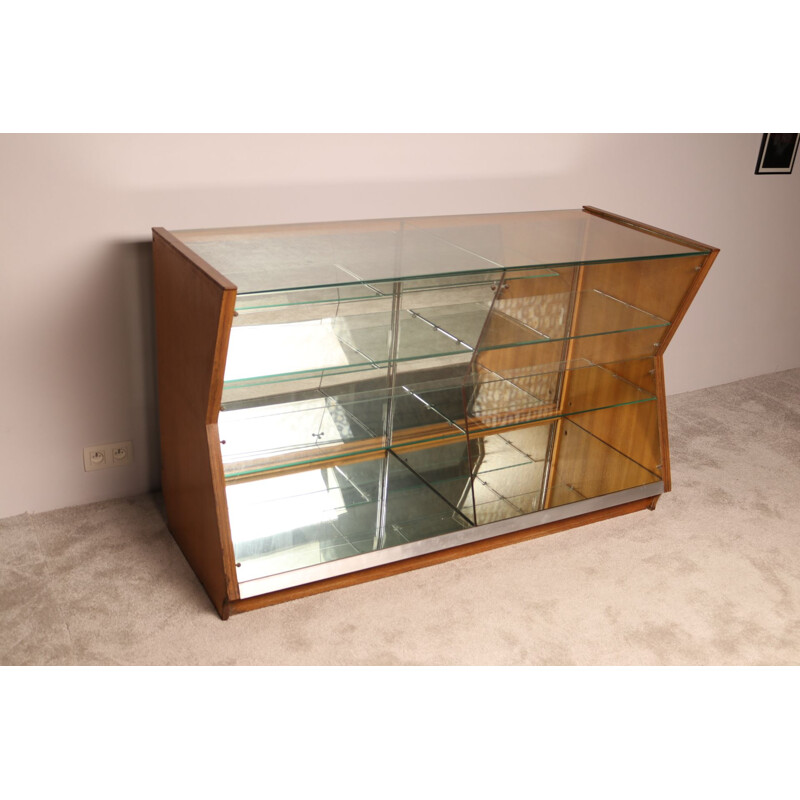 Vintage diamond shaped display cabinet, Belgium 1950s