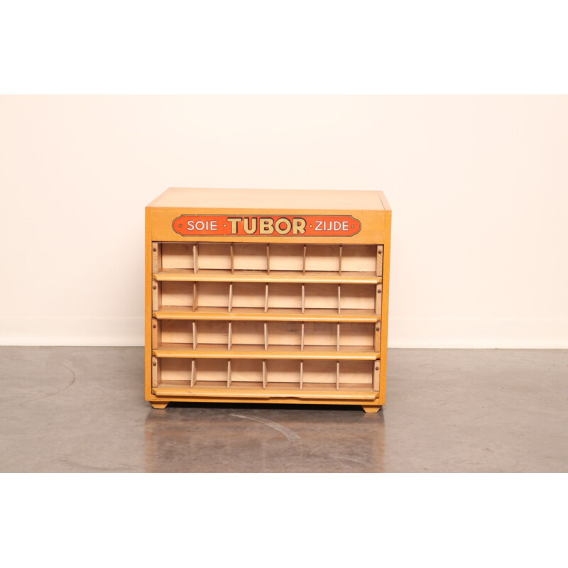 Vintage haberdashery cabinet "Tubor Tubc" by Poreye & Fils, Belgium 1950s