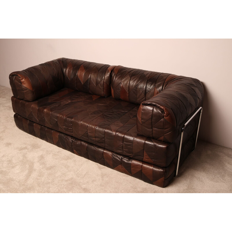 Vintage sofa in patchwork leather, 1960s