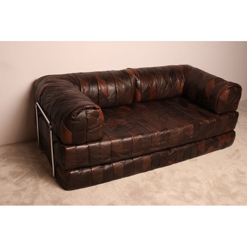 Vintage sofa in patchwork leather, 1960s