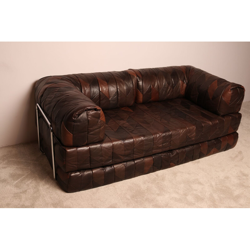 Vintage sofa in patchwork leather, 1960s