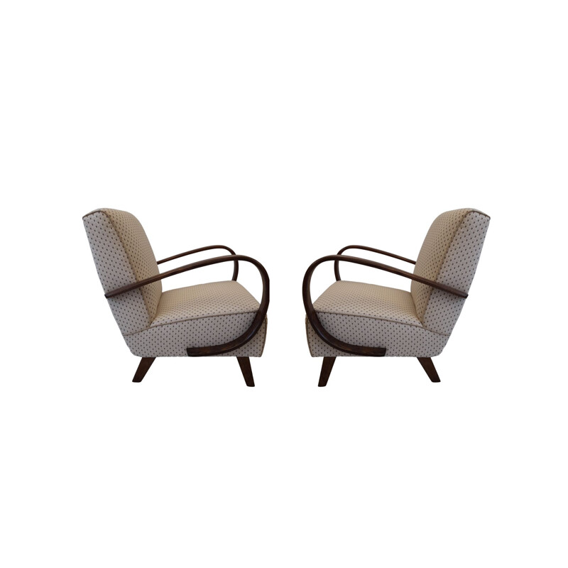 Pair of Art Deco vintage armchairs by Jindrich Halabala for Thonet, 1940s