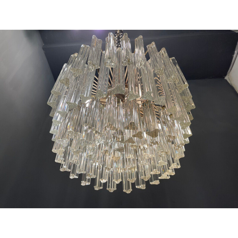 Vintage prism chandelier in murano glass by Paolo Venini