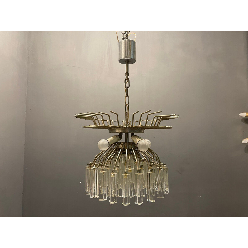 Vintage prism chandelier in murano glass by Paolo Venini