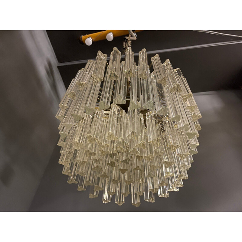 Vintage prism chandelier in murano glass by Paolo Venini