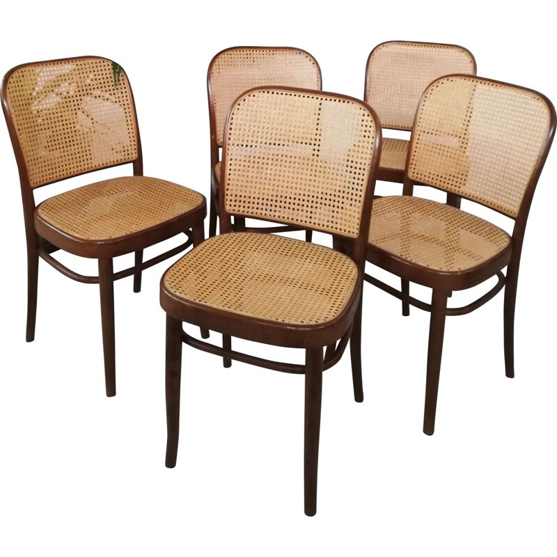 Ensemble de 5 chaises vintage par Josef Hoffman pour Thonet