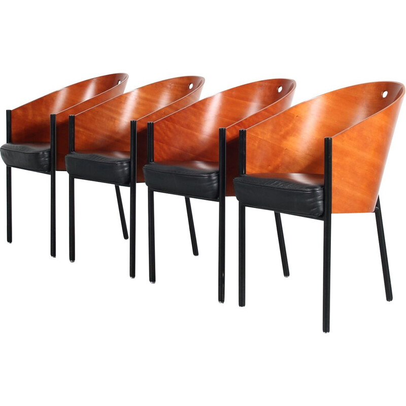 Ensemble de 4 chaises vintage "Costes" par Philippe Starck pour Driade, Italie 1980