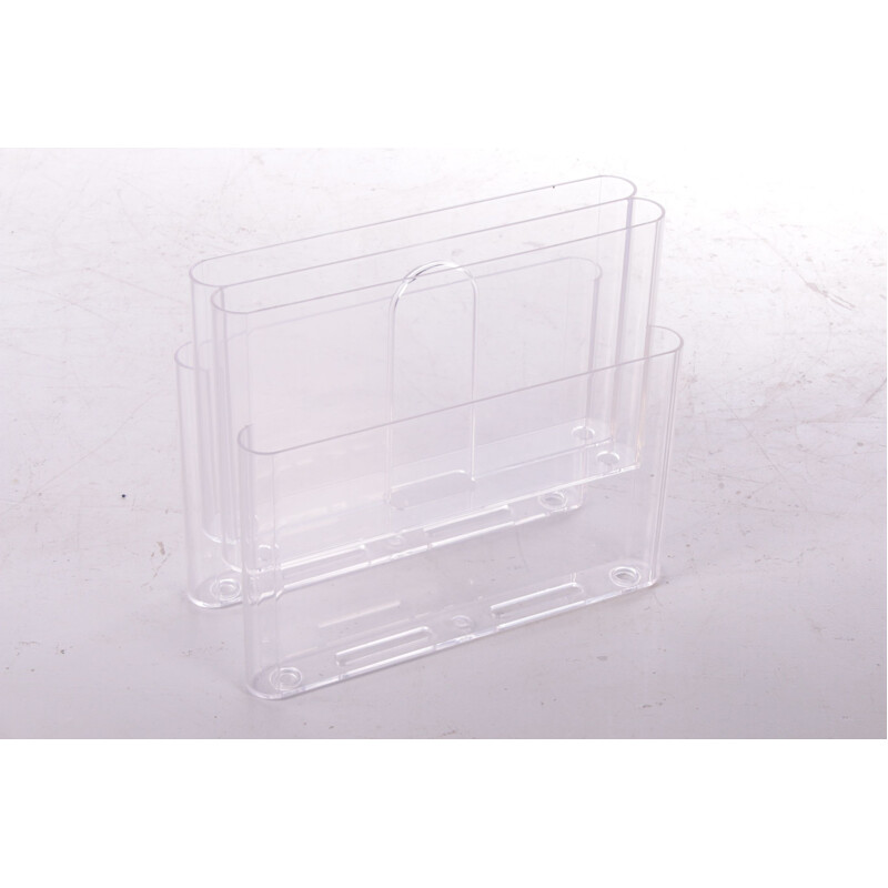 Vintage transparent magazine rack by Giotto Stoppino for Kartell, 1970s