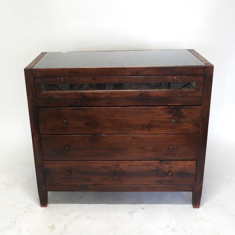 Vintage chest of drawers with glass top